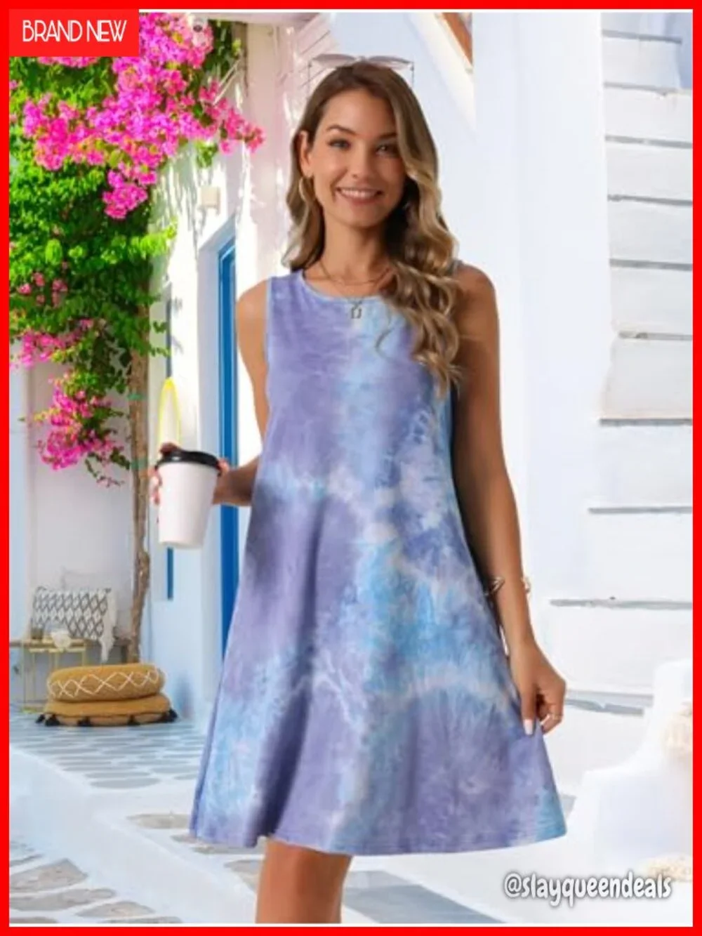 Tie Dye Tank Dress with Pockets Sleeveless Summer Sundress